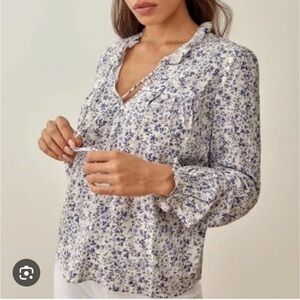 Reformation blouse Amira floral ruffle top